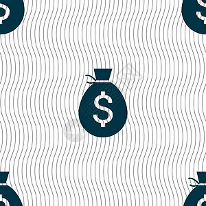 钱袋子图标标志 具有几何纹理的无缝模式 韦克托现金营销银行业亚麻宝藏硬币市场大奖投资资金图片