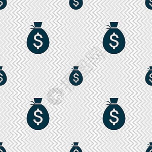 钱袋子图标标志 具有几何纹理的无缝模式 韦克托债务卡通片储蓄投资大奖硬币亚麻金融现金财富图片