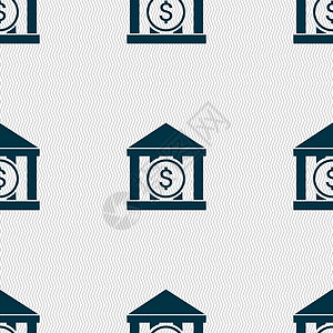 银行矢量图标符号 具有几何纹理的无缝模式 韦克托金融反射货币破产贪婪市场插图民众法院财富图片