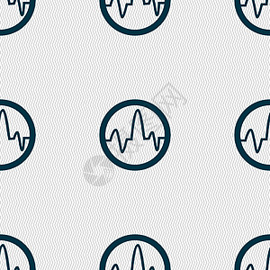 脉冲图标标志 具有几何纹理的无缝模式 韦克托插图海浪网络邮政韵律医生心脏病药品生活力量图片