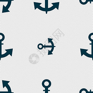 锚图标标志 具有几何纹理的无缝模式 韦克托血管灰色白色黑与白航海海军金属海浪海洋安全图片