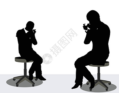 商务人士在 phon 上的剪影隐喻国会电话会议手机细胞无绳电话插图意义商业图片