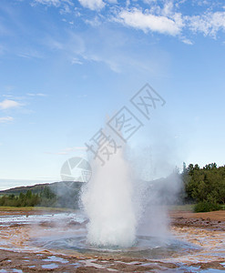 冰岛Geysir地区Strokkur爆发压力喷泉来源蒸汽游客地热图片