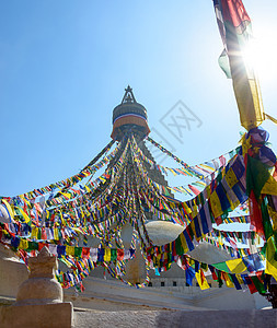 加德满都的信仰眼睛经幡天空地标世界旗帜宗教旅游神社图片