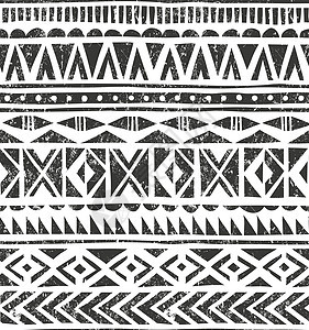 矢量手绘制部落印记 原始几何背景以粗体风格材料条纹装饰装饰品几何学打印黑与白荒野黑色土著图片