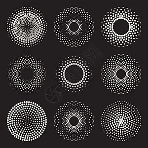 矢量径向渐变半色调森伯斯特圆形状点画设计元素黑色创造力烟花墙纸正方形纺织品叶序装饰品螺旋白色图片