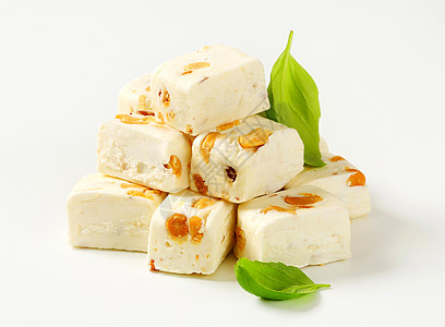 白色软诺瓦立方体蜜饯坚果花生干果食物蜂蜜水果糖果图片