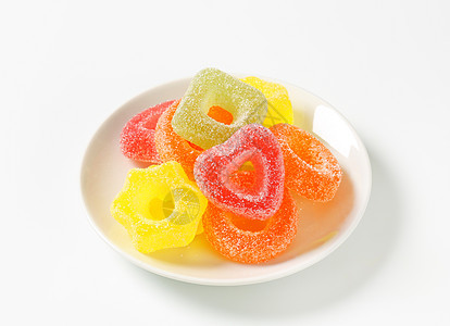 果冻糖绿色盘子软糖橙子红色水果黄色味道食物涂层图片