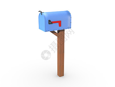 3D 发送一个特写的蓝色邮箱邮局送货案件电子邮件邮件套管金属邮差合金盒子图片