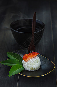 日式日本甜点水果杯子传统食物美食文化面包营养黑色叶子图片