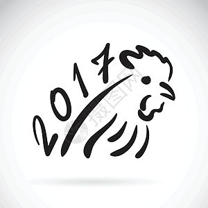 矢量图的 rooster2017 新年 cardyear 的 th标识艺术十二生肖墨水庆典艺术品节日动物传统收藏图片