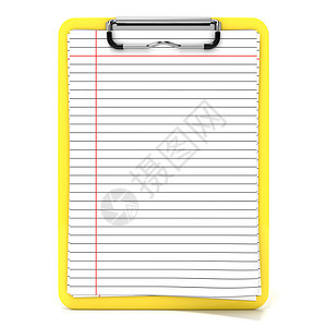 黄色剪贴板和带线条的白纸  3个木板活页软垫白色办公室写作床单补给品文档夹子图片