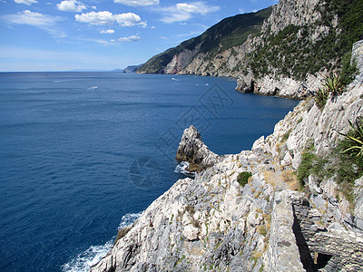 波托韦内雷h附近海岸和海洋的视图树叶游泳海湾灌木丛天际假期树木诗人阴影太阳图片