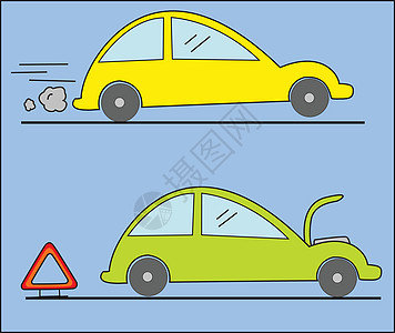 警告三角和汽车故障图片