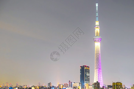 东京天空树日落蓝色建筑办公室商业街道旅游旅行城市风景图片