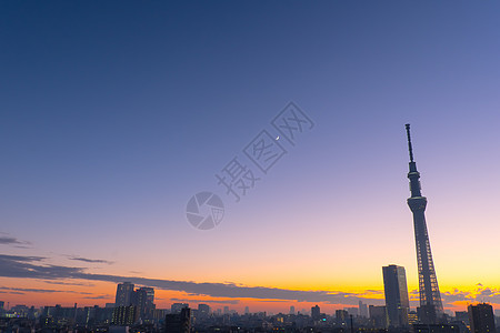 东京天空树旅游商业日落风景旅行建筑城市办公室市中心场景图片