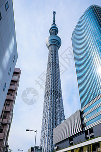 东京街道东京天空树蓝天都市观光风景建设建筑地标晴天城市站点背景