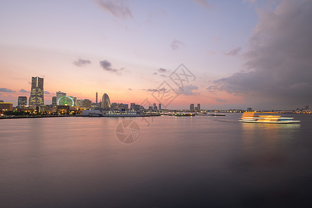 横滨办公室风景旅行港口吸引力建筑物建筑学地标日落天空图片