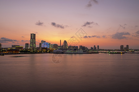 横滨日落商业景观风景摩天轮地标车轮旅行吸引力天空图片