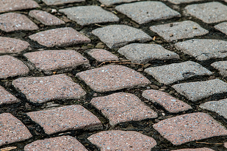 人行道上的砖虫或砌砖虫拍摄角度 i城市建筑学水泥岩石季节街道材料花园小路橙子图片