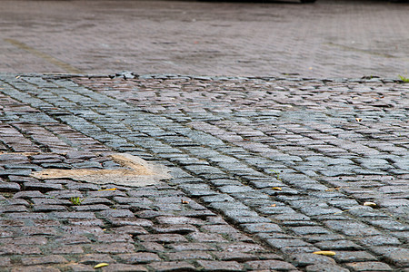 人行道上的砖虫或砌砖虫拍摄角度 i季节石头建筑学花园地面材料岩石小路城市橙子图片