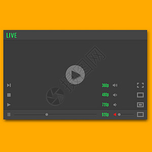 视频播放器 矢量插图酒吧管子溪流材料控制板玩家网站皮肤按钮技术图片