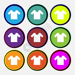 T恤图示符号 9个多色圆环按钮 矢量图片