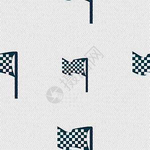 赛车旗帜图标标志 具有几何纹理的无缝模式 韦克托竞赛精加工公式越野速度荣耀汽车驾驶黑色成功图片