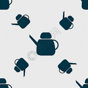 水壶图标标志 具有几何纹理的无缝模式 韦克托器具休息茶壶时间餐厅用具早餐力量食堂热水瓶图片