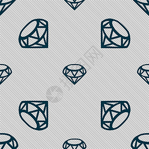 钻石图标标志 具有几何纹理的无缝模式 韦克托礼物插图水晶珠宝绘画按钮戒指婚姻富裕女孩图片