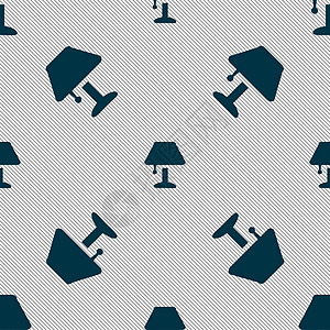 台灯图标标志 具有几何纹理的无缝模式 韦克托桌子黑色技术空白圆形阴影绘画家具风格网站图片