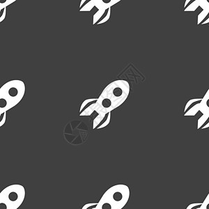 火箭图标标志 灰色背景上的无缝模式 韦克托宇航员飞船外星人发射速度车辆插图星系科学卡通片图片