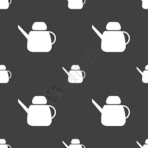 水壶图标标志 灰色背景上的无缝模式 韦克托咖啡塑料电气饮料休息器具网络早餐酿造餐具图片