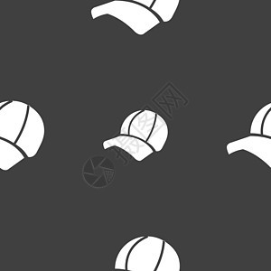 球帽图标标志 灰色背景上的无缝模式 韦克托插图空白帽子店铺白色商品字形头饰帆布艺术图片