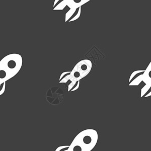 火箭图标标志 灰色背景上的无缝模式 韦克托发射车辆引擎旅行宇航员外星人插图勘探技术科学图片