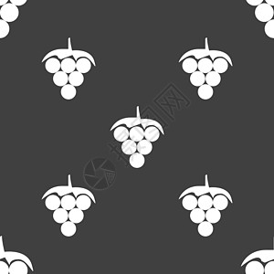 葡萄图标标志 灰色背景上的无缝模式 韦克托浆果网络营养叶子店铺食物互联网饮食酒精藤蔓图片