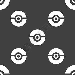 pokeball 图标标志 灰色背景上的无缝模式 韦克托口袋妖怪艺术圆圈插图白色乐趣卡通片游戏技术派对图片