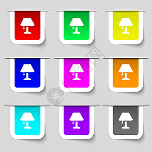 表格灯灯图标符号 您设计时的多色现代标签集 矢量图片