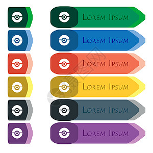 pokeball 图标标志 一组带有附加小模块的长按钮 平面设计图片