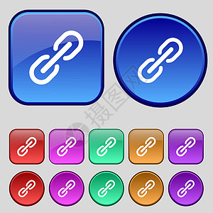 链条图标符号 一组12个旧按钮用于设计 矢量图片