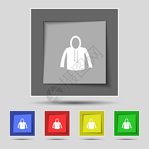休闲夹克图标标志在原始的五个彩色按钮上 韦克托图片