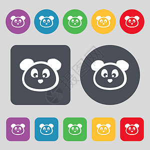 泰迪熊图标标志 一组 12 个彩色按钮 平面设计 韦克托图片