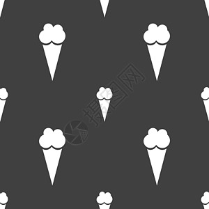 冰淇淋图标标志 灰色背景上的无缝模式 韦克托香草巧克力卡通片插图美食胡扯锥体食物水果菜单图片