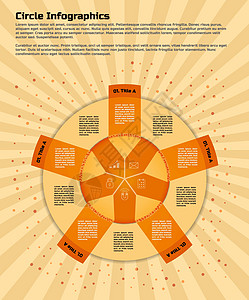 圆形信息图表设计模板小册子网络方案插图数据箭头黄色艺术环形橙子图片