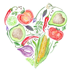 水彩蔬菜心脏图片