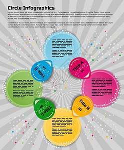 圆形信息图表设计模板红色网络文本灰色插图黄色方案环形绿色圆圈图片