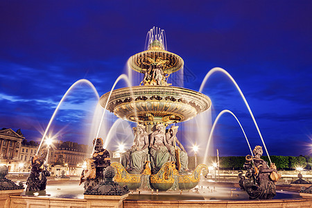 巴黎协和广场上的建筑学建筑正方形天空景观城市街道蓝色天际喷泉图片