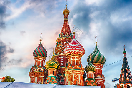 俄罗斯莫斯科红广场上的圣巴西尔大教堂Saint Basil蓝色地标旅游城市圆顶宗教天空博物馆教会建筑学图片
