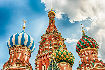 俄罗斯莫斯科红广场上的圣巴西尔大教堂Saint Basil旅游正方形天空大教堂宗教建筑文化蓝色建筑学首都图片