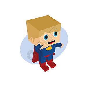 小英雄块卡通片超级英雄救主英雄插图等距帮助力量图片